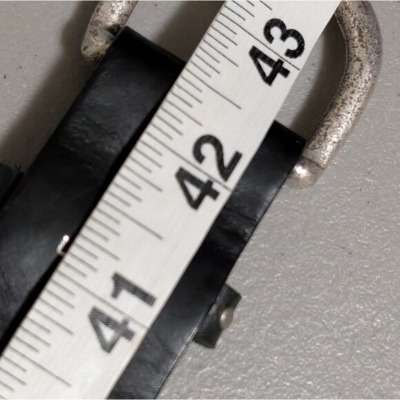 Vintage Express black leather belt size Large sequin silver stud fashion buckle - Picture 3 of 7